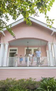 pink house with family